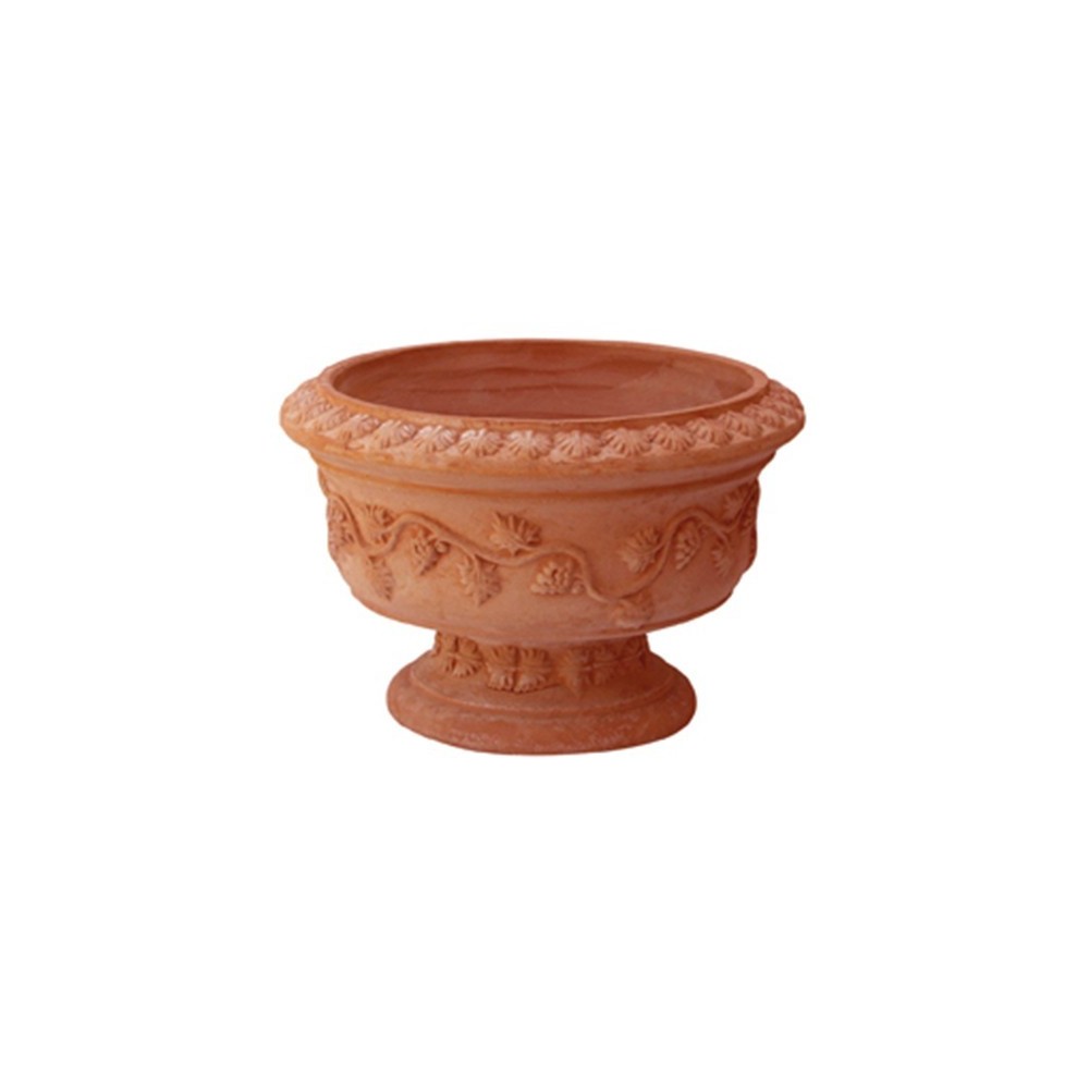 Vaso a calice lavorato in terracotta d'Impruneta