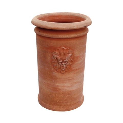 Portaombrelli cilindrico con maschere a tornio in terracotta | Terrecotte Cestenoli