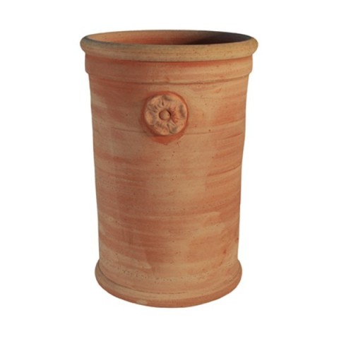 Portaombrelli cilindrico con rosetta a tornio in terracotta | Terrecotte Cestenoli