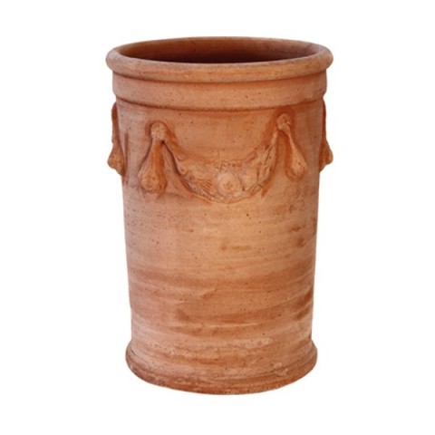Portaombrelli cilindrico festonato a tornio in terracotta | Terrecotte Cestenoli
