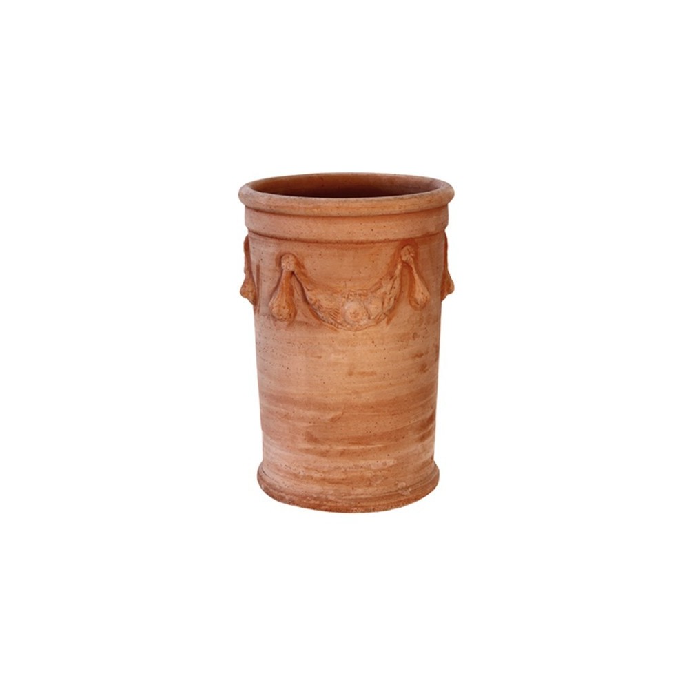 Portaombrelli cilindrico festonato a tornio in terracotta | Terrecotte Cestenoli
