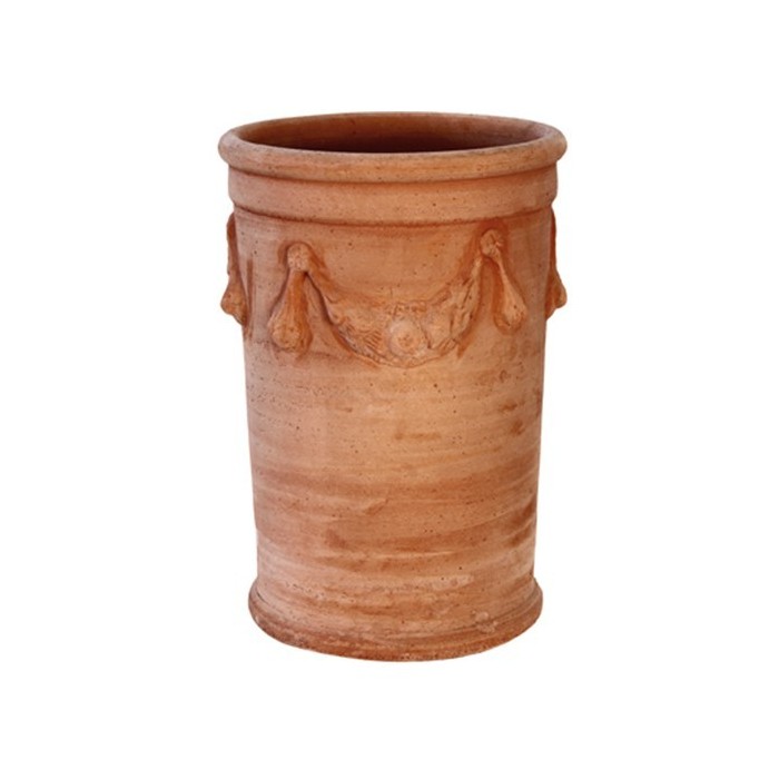 Portaombrelli cilindrico festonato a tornio in terracotta | Terrecotte Cestenoli