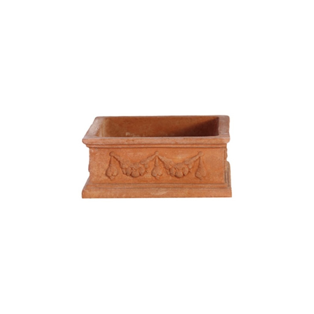 Vaso quadro basso con festoni in terracotta | Terrecotte Cestenoli