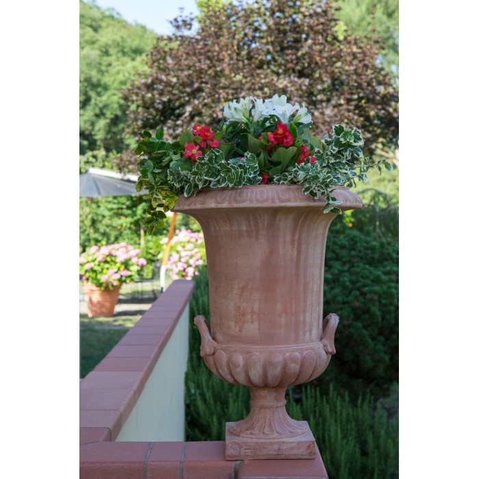 Terracotta Chalice Vase with Handles