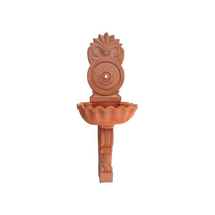 Fontna a parete decorata in terracotta