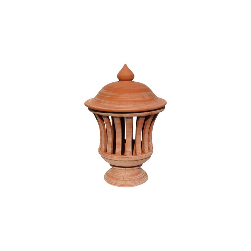 Lampione a strisce a tornio in terracotta | Terrecotte Cestenoli