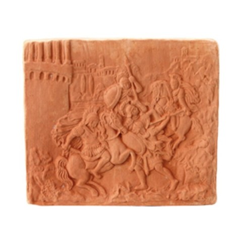 Pannello della battaglia romana in terracotta