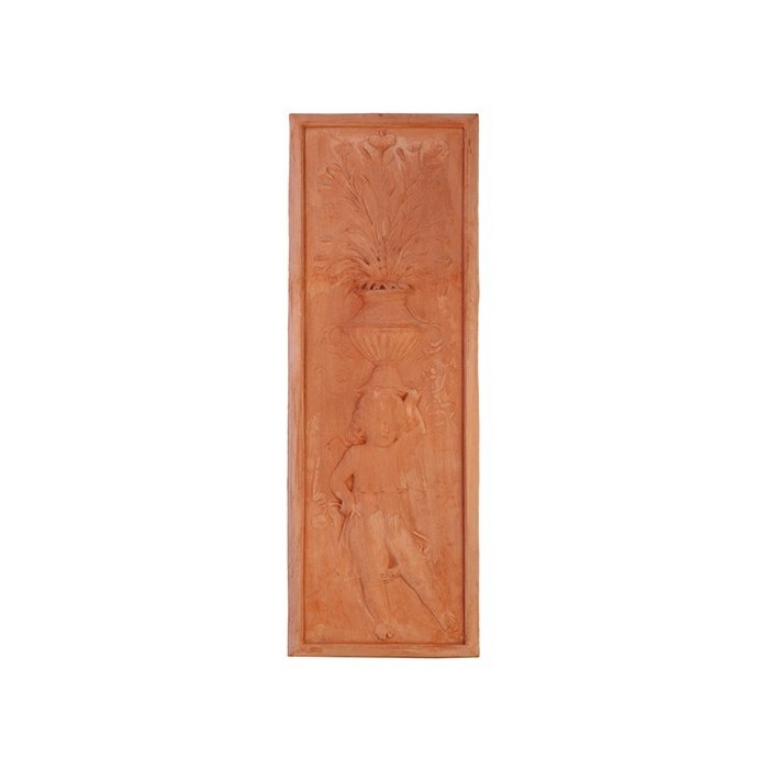 Pannello verticale con putto in terracotta