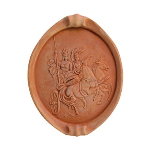 Pannello in basso rilievo ovale in terracotta
