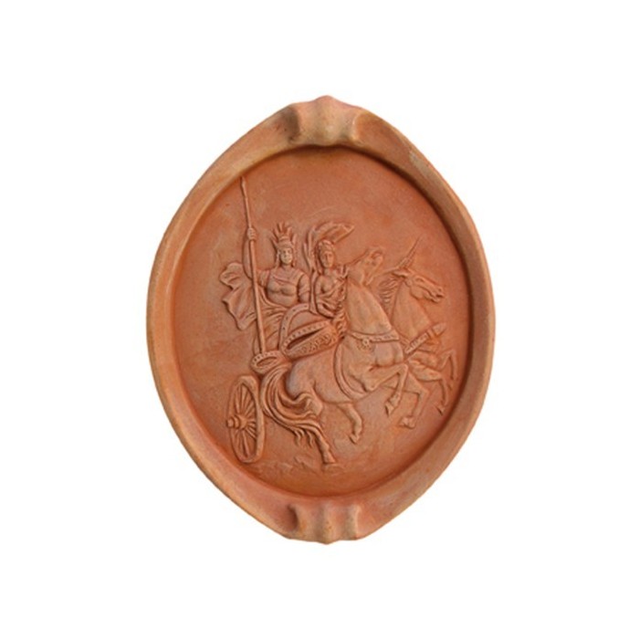Pannello in basso rilievo ovale in terracotta
