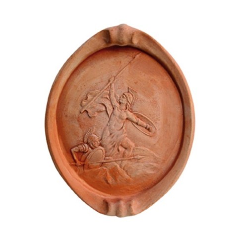 Pannello in basso rilievo ovale in terracotta