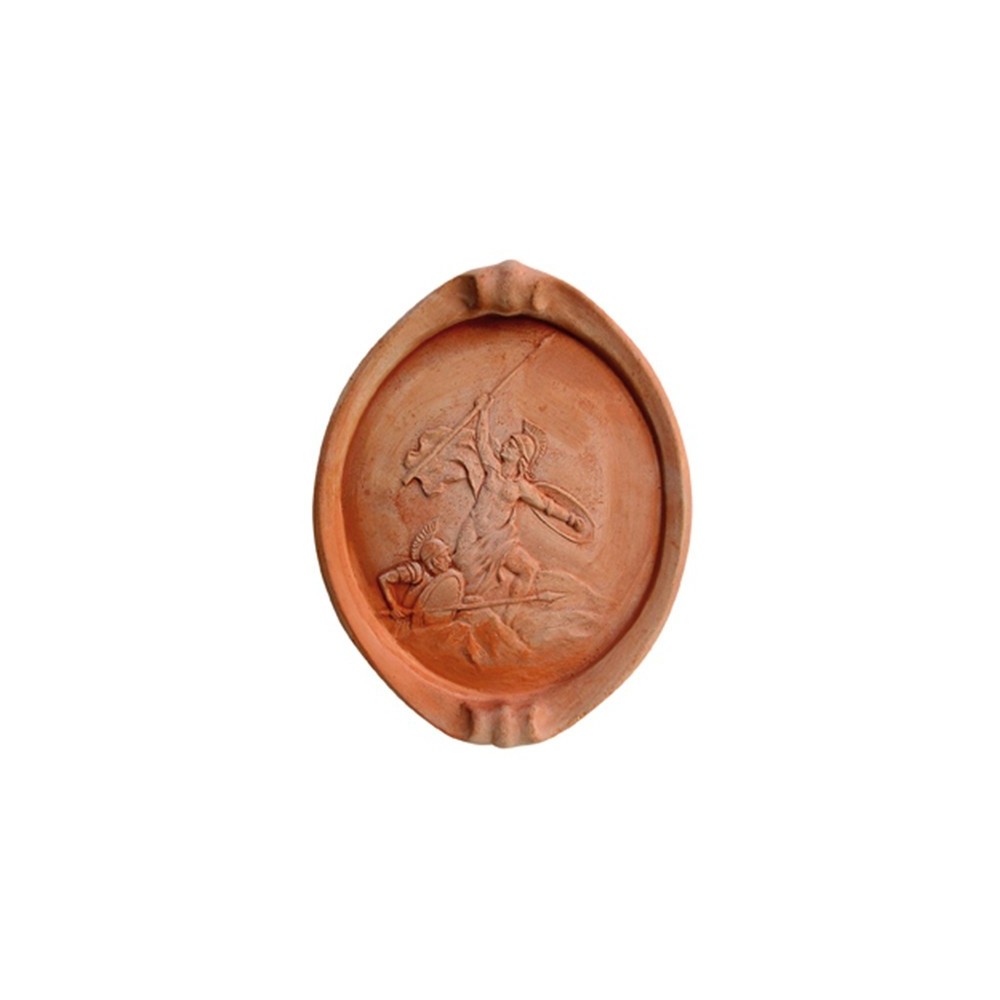 Pannello in basso rilievo ovale in terracotta