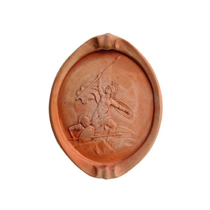 Pannello in basso rilievo ovale in terracotta