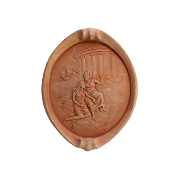 Pannello in basso rilievo ovale in terracotta