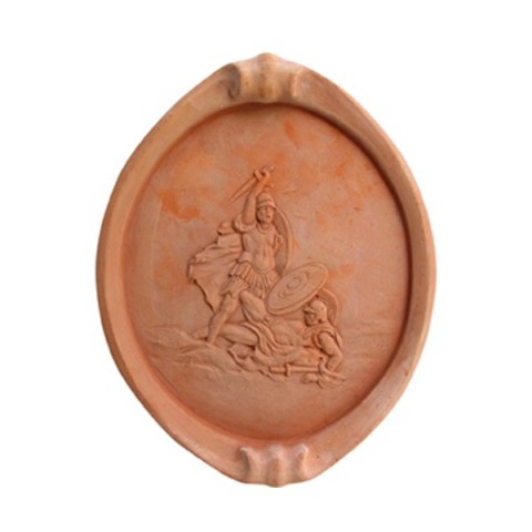 Pannello in basso rilievo ovale in terracotta