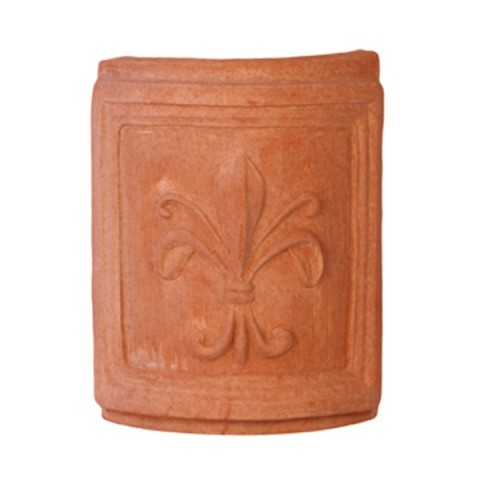 Pannello curvo con giglio in terracotta