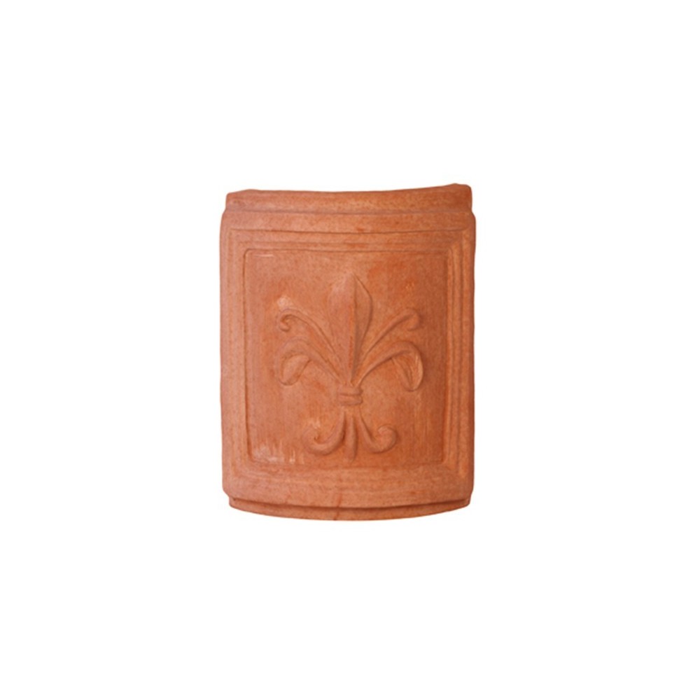 Pannello curvo con giglio in terracotta