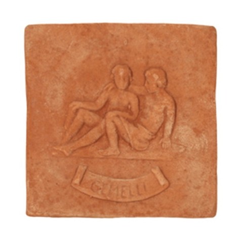 Pannello segno zodicale Gemelli in terracotta