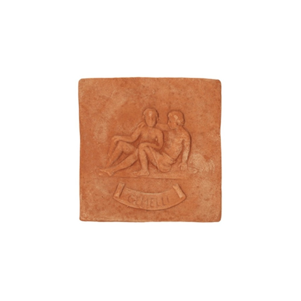 Pannello segno zodicale Gemelli in terracotta