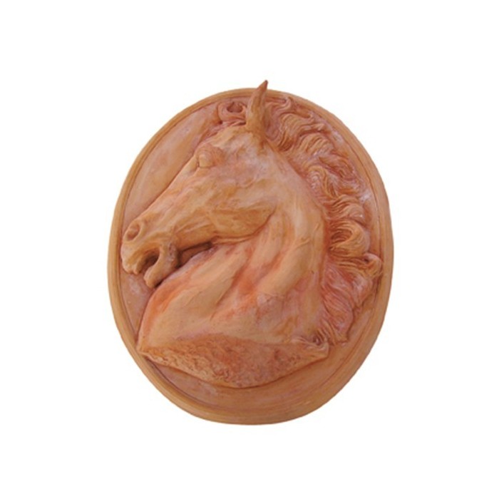 Pannello Ovale Testa di Cavallo in Terracotta