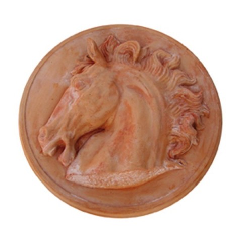 Pannello tondo testa di cavallo in terracotta | Terrecotte Cestenoli