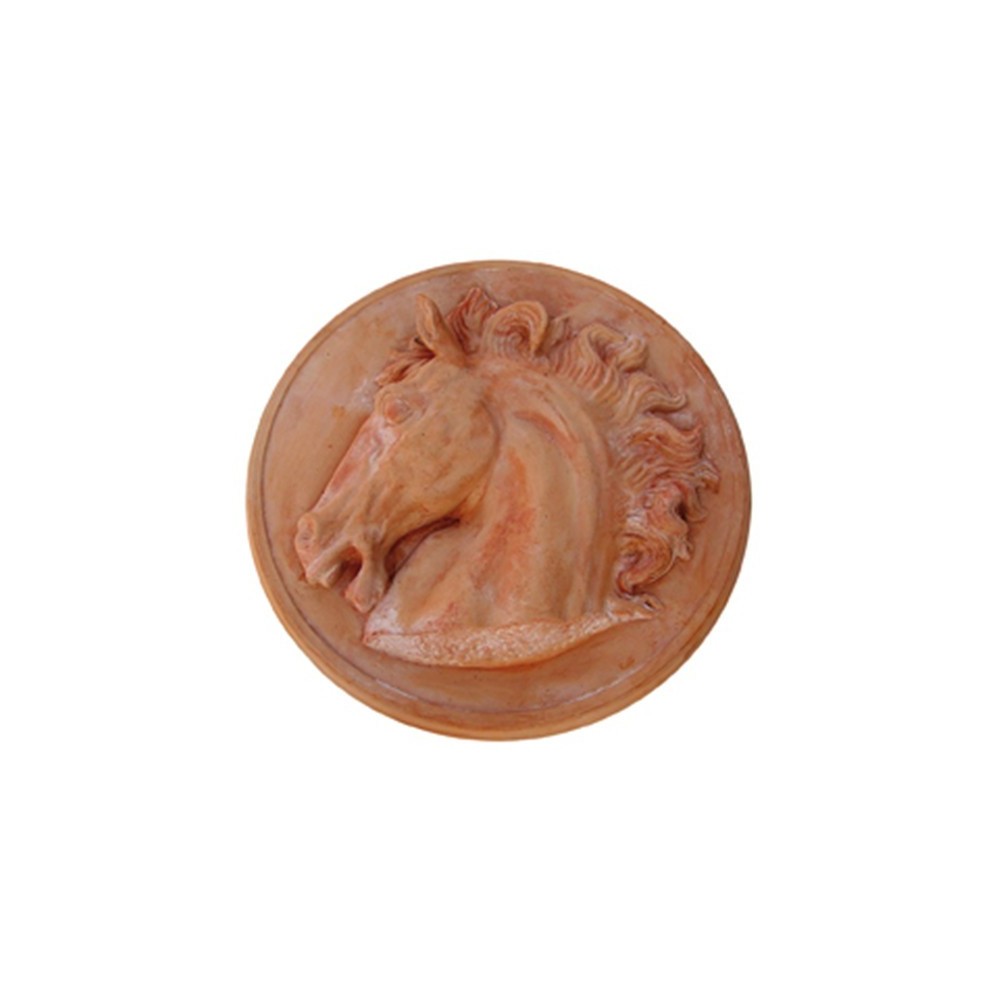 Pannello tondo testa di cavallo in terracotta | Terrecotte Cestenoli