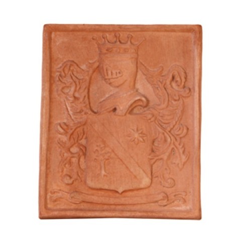 Stemma lavorato con cornice in terracotta