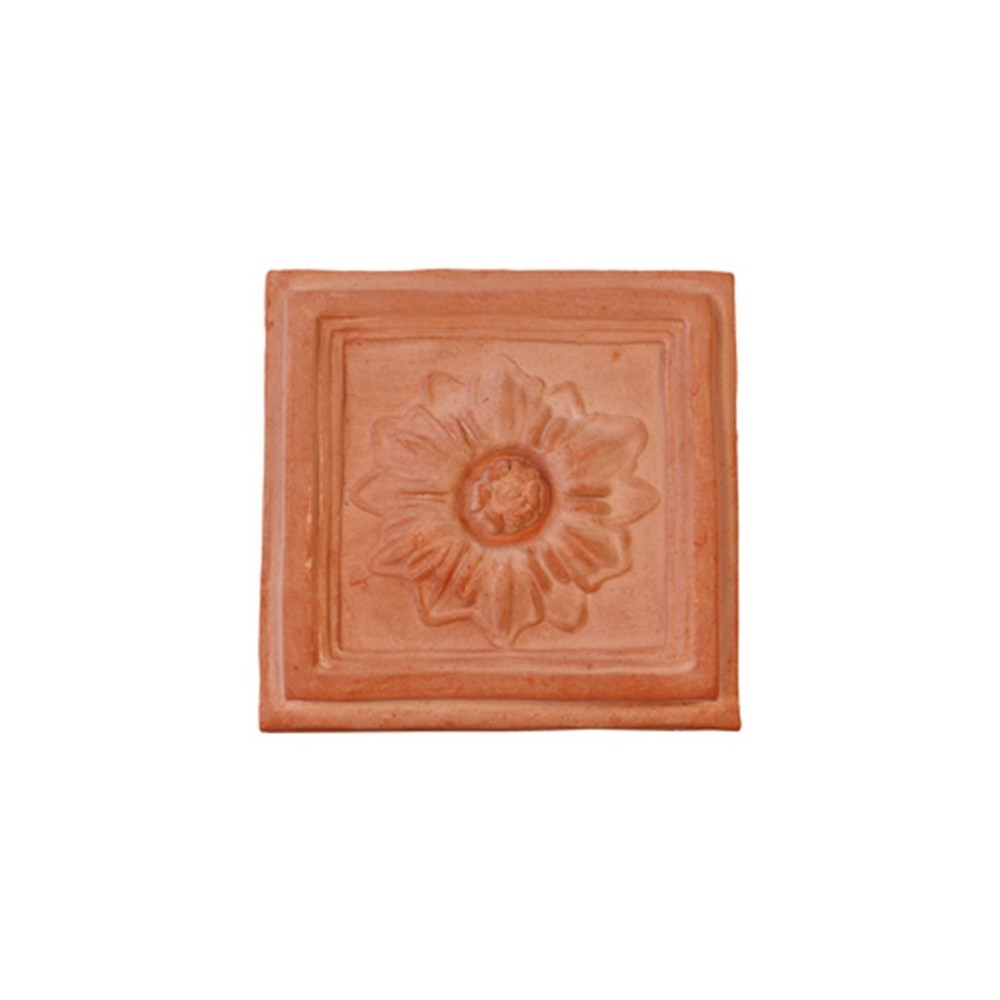 Mattonella con fiore in terracotta | Terrecotte Cestenoli