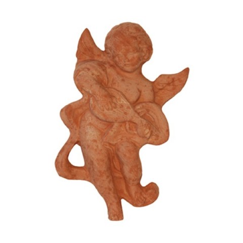 Angiolino musicante con mandolino in terracotta