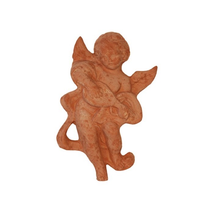 Angiolino musicante con mandolino in terracotta