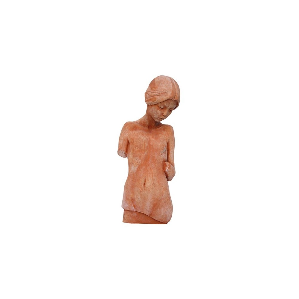 Busto bimba asiatica in terracotta