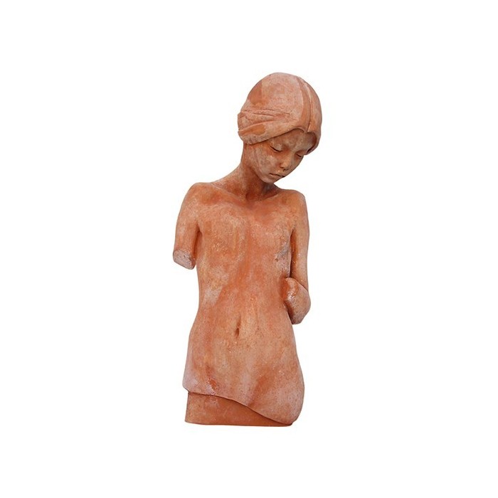 Busto bimba asiatica in terracotta