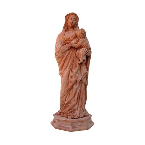 Statua Madonna con bambino in terracotta
