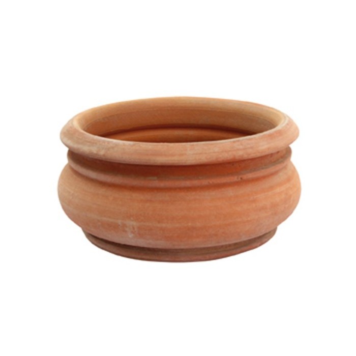 Smooth turned terracotta bowl