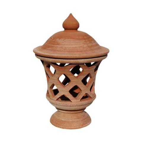 Lampione a strisce a tornio in terracotta | Terrecotte Cestenoli