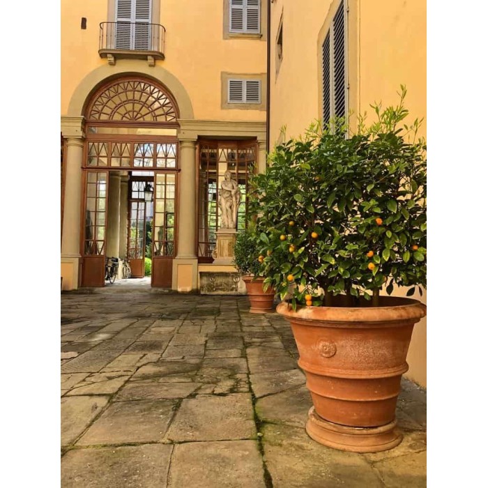 Vaso festonato con rosetta in terracotta Impruneta | Terrecotte Cestenoli