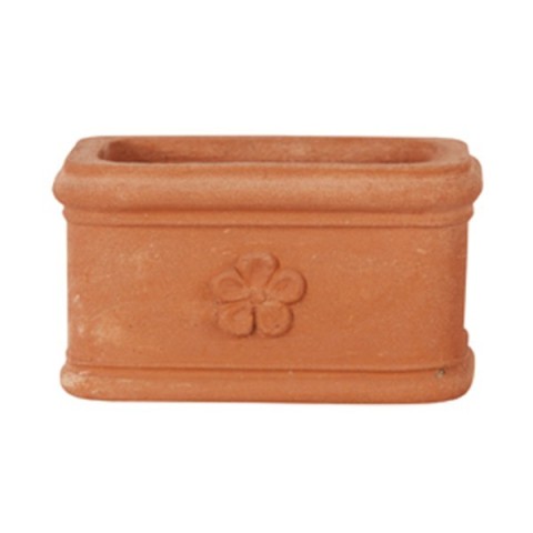 Vasetto rettangolare con fiore in terracotta | Terrecotte Cestenoli
