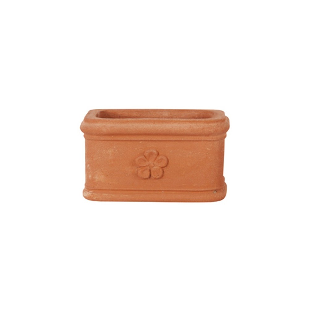 Vasetto rettangolare con fiore in terracotta | Terrecotte Cestenoli