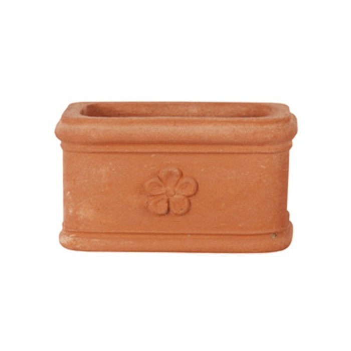 Vasetto rettangolare con fiore in terracotta | Terrecotte Cestenoli