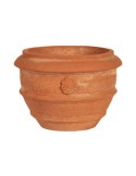 Vaso tondo mignon con rosetta in terracotta | Terrecotte Cestenoli