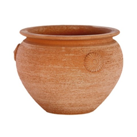 Terracotta turned rosette cachepot