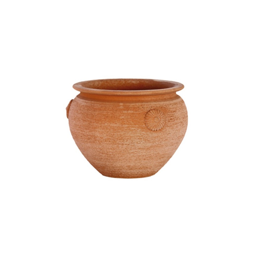 Terracotta turned rosette cachepot
