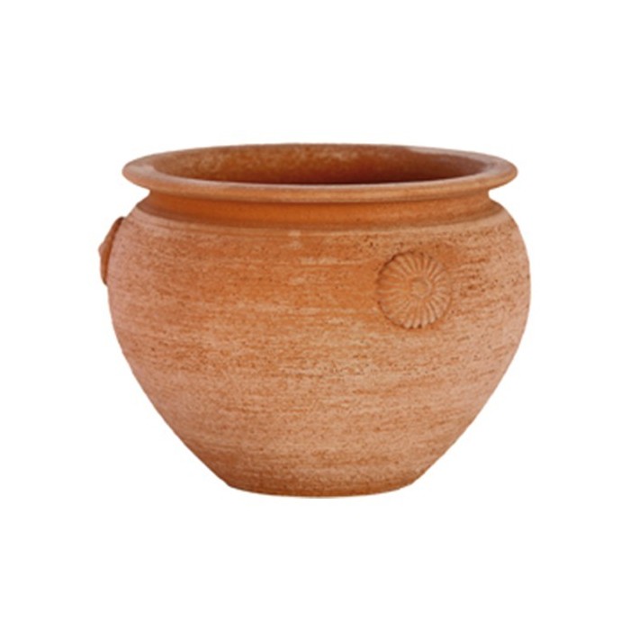 Cachepot con rosetta a tornio in terracotta | Terrecotte Cestenoli