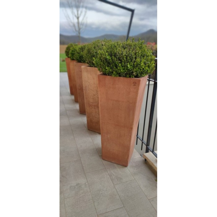 vaso quadrato liscio in terracotta d'Impruneta fatto a mano, shop online!