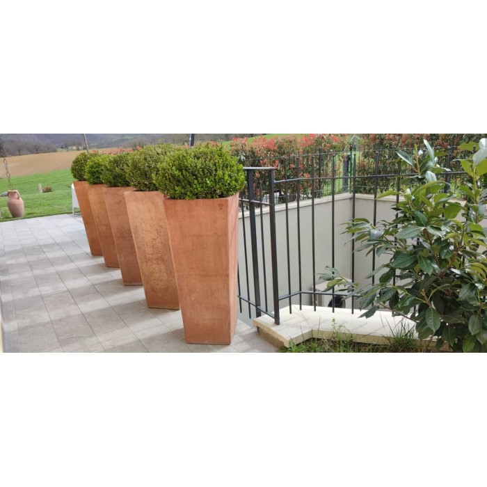 vaso quadrato liscio in terracotta d'Impruneta fatto a mano, shop online!