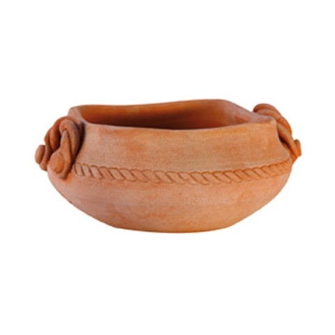 Turned-Handle Terracotta Bowl
