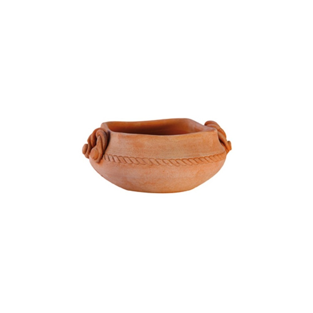 Turned-Handle Terracotta Bowl