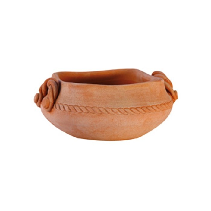 Turned-Handle Terracotta Bowl