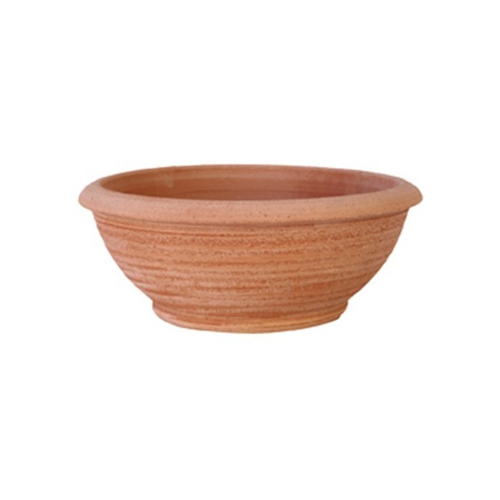Smooth turned terracotta bowl