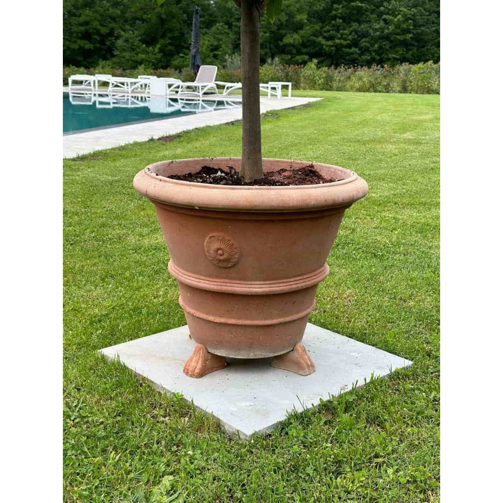 Vaso festonato con rosetta in terracotta Impruneta | Terrecotte Cestenoli